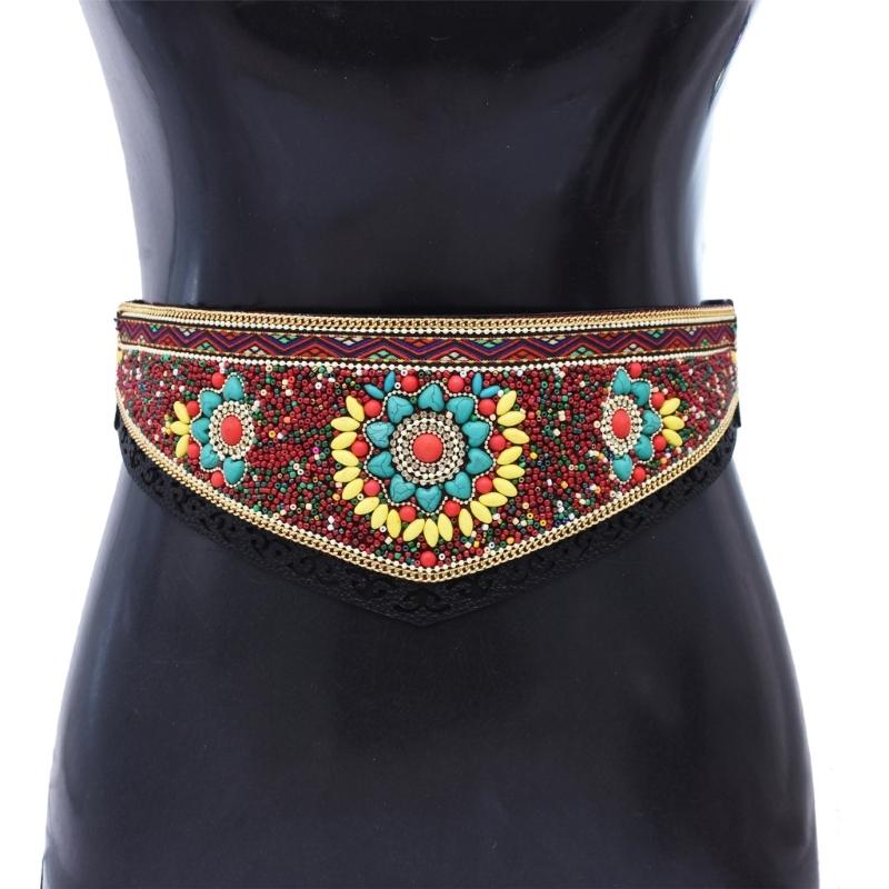 Bohemian Multicolored Beaded Belt Handwoven Adjustable Waistband For Women Ethnic Style Festival Accessory