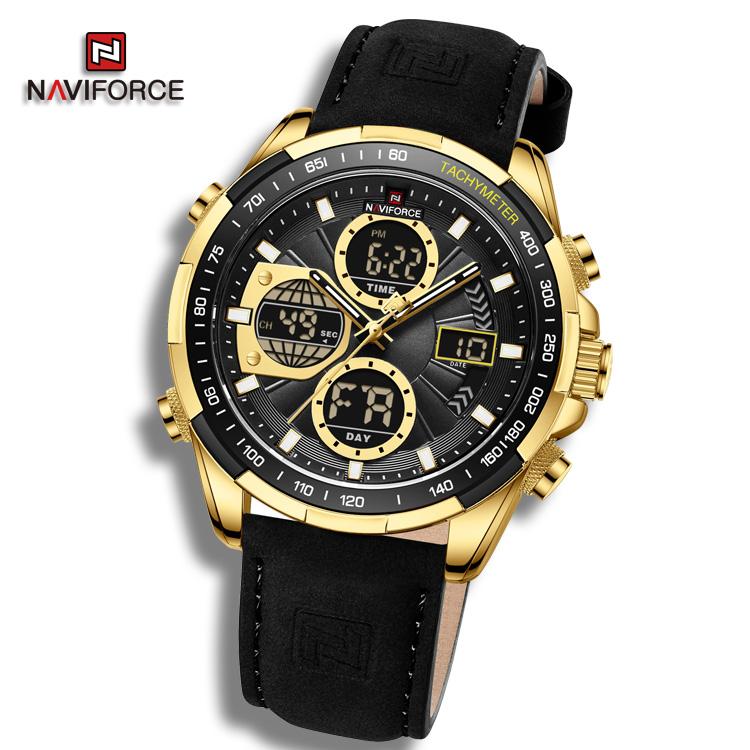 Naviforce Relojes para hombre NF9197L Doul Display, reloj de pulsera electrónico Digital LED de cuarzo resistente al agua para regalo