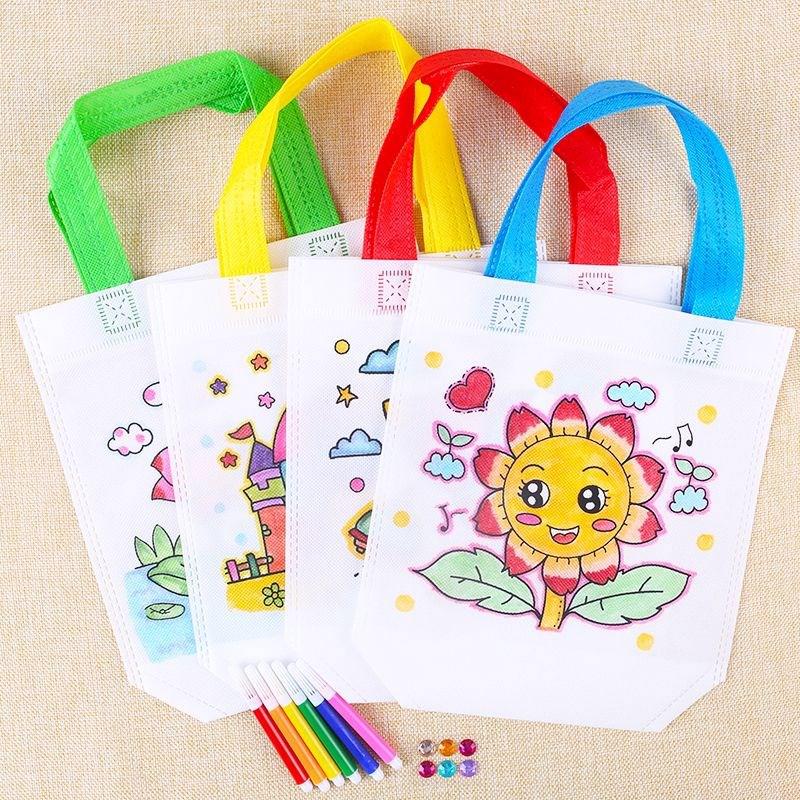 Children's DIY Graffiti Tote Bag – Eco-friendly Non-woven Art Bag for Creative Kindergarten Projects