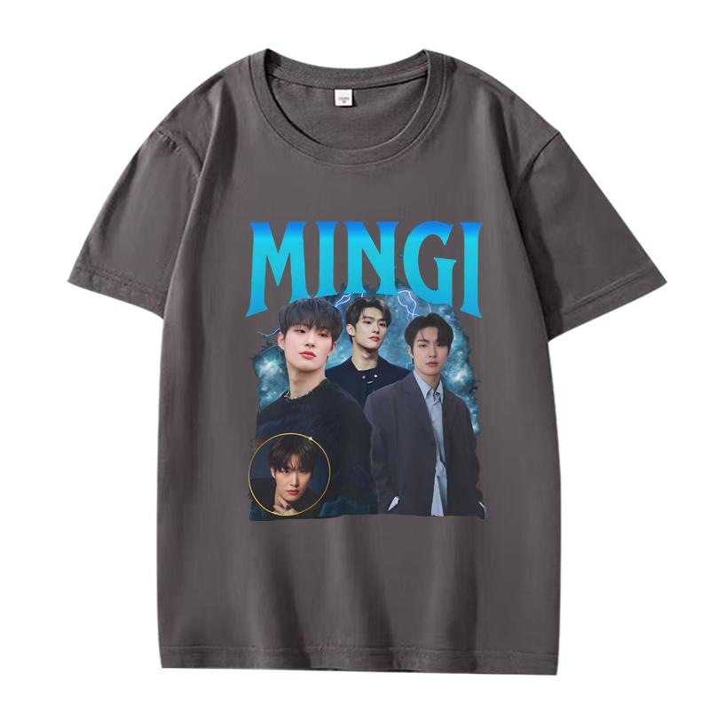 Kpop Ateez Mingi T Shirt Unisex Women Oversized 2026 New 100 Cotton Hot Sale Short Sleeve Summer Streetwear Unisex Plus Size Tops