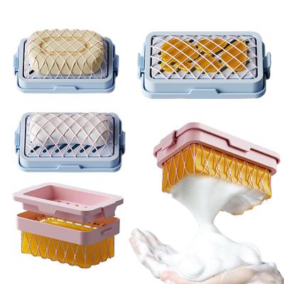 Multifunctional 2 In 1 Soap Bubble Box Colorful Highly Elastic Mesh Soap Holder for Household Bathroom Kitchen Soap Foaming ZYF