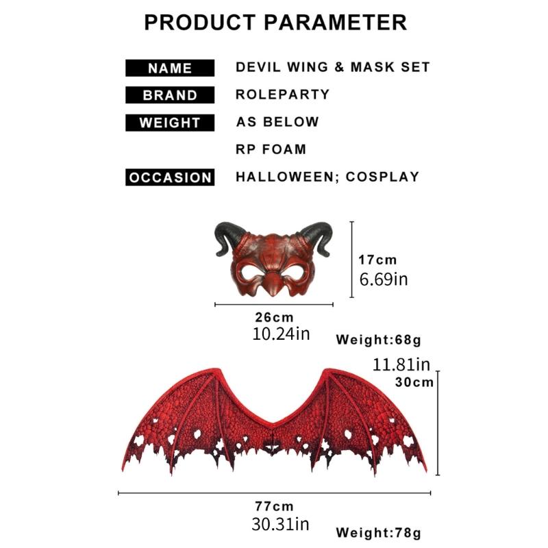 Devil Cosplay Accessories Devil Wing Costume With Face Mask For Men Women Cosplay And Theme Event Photography