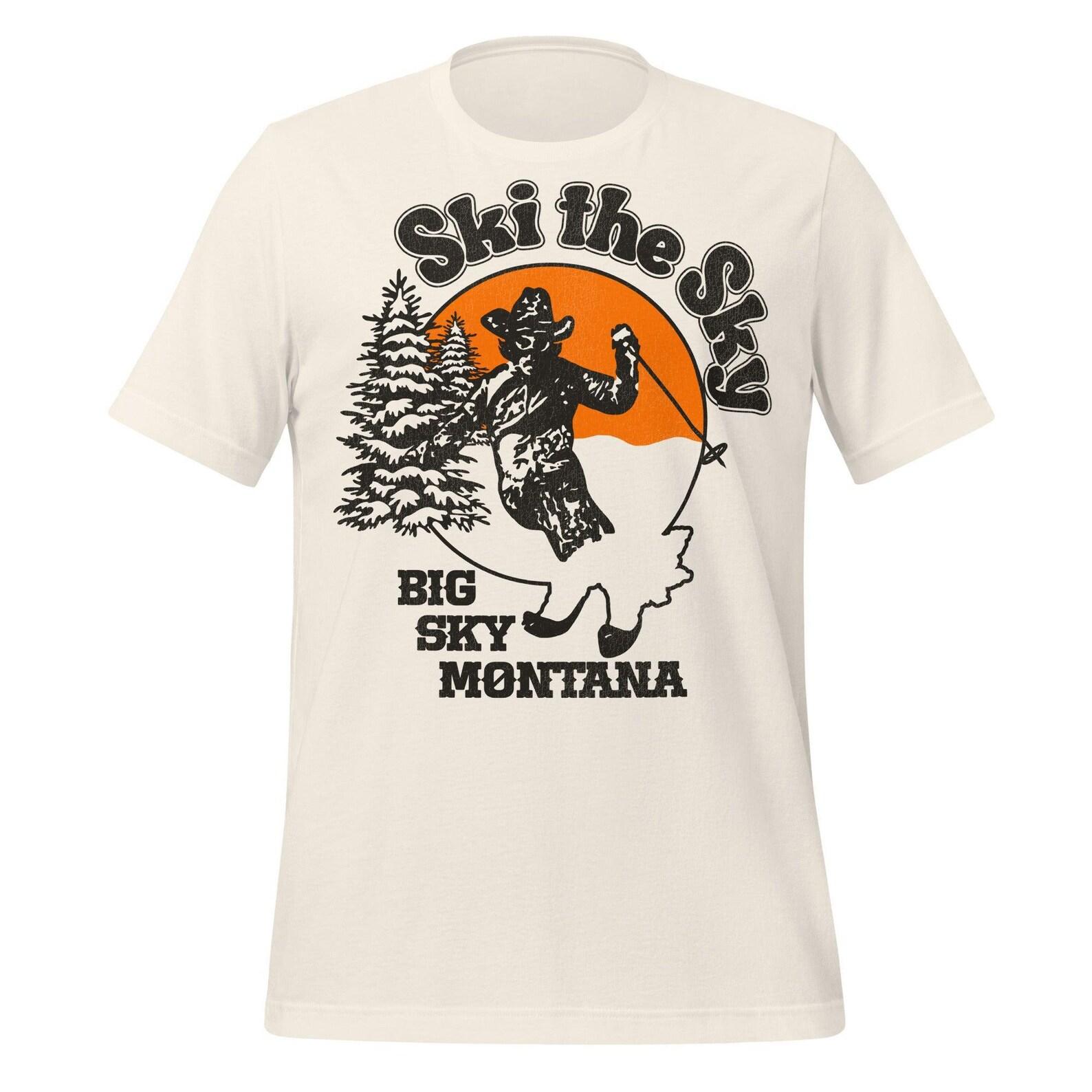 Retro Ski T-Shirt: Big Sky Montana Design (Unisex Cotton Tee) 4XL