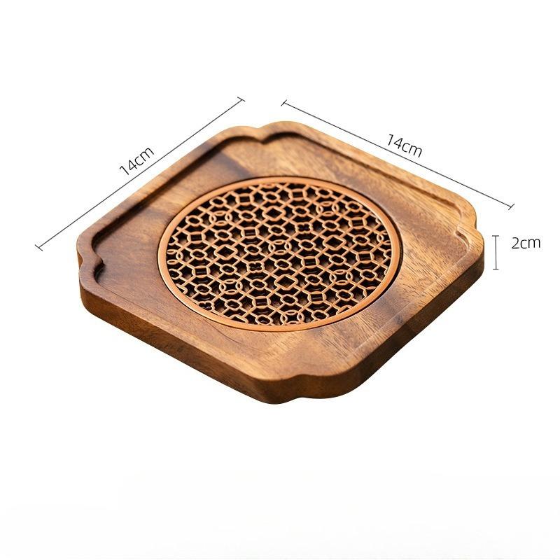 Traditionelles Nussbaum-Tee-Tablett Teekanne Teetasse Massivholz-Tablettmatte Büro Kaffeetassen-Tabletts Heim Teezeremonie-Zubehör