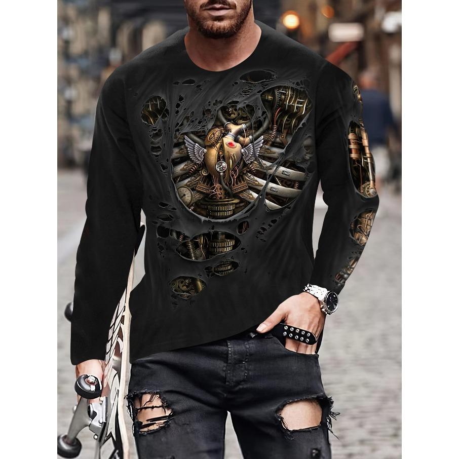 

Женская футболка с круглым вырезом, длинными рукавами и 3D-принтом 5XL