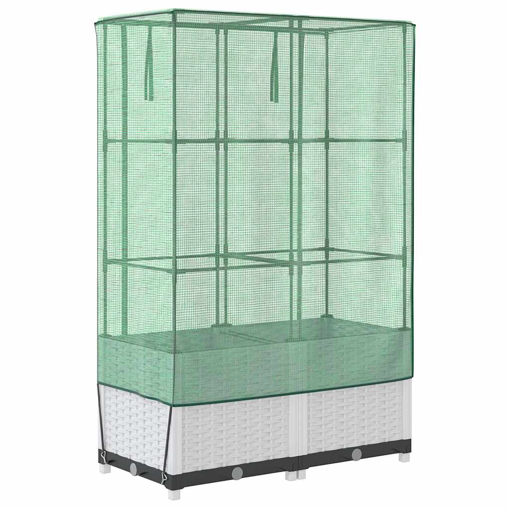 Vidaxl Raised Planter with Greenhouse, Rattan Look, 80X40X138 Cm