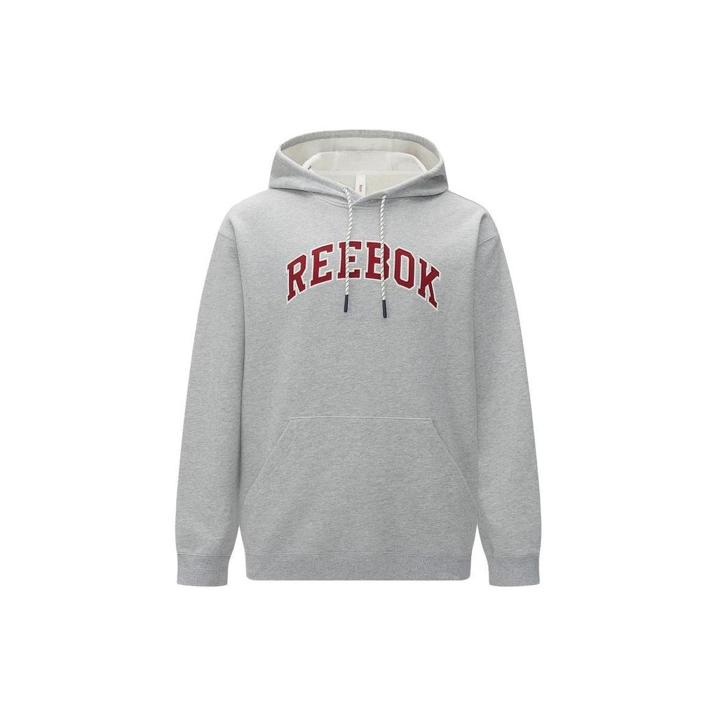 Reebok Logo American Vintage Letter Print Hooded Drawstring Comfortable Sweatshirt Unisex sweatshirt Light-Gray 24SRC307UGG3