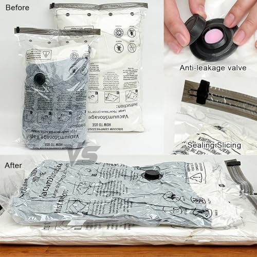 20er-Pack Kleider-Kompressionsbeutel (4 Jumbo, 4 Groß, 4 Mittel, 8 Klein) - Perfekt für Bettdecken, Decken, Steppdecken, Kissen und Kleideraufbewahrung - Tr