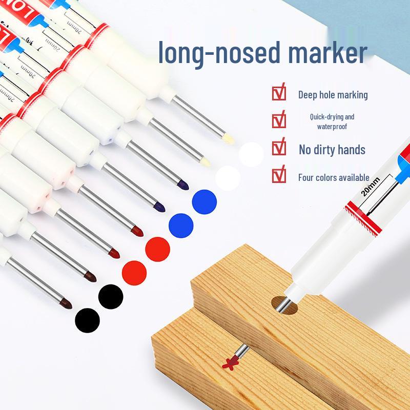 Wide-Mouth Deep Hole Marker Pen for Woodworking & Tile - Quick-Drying, Long-Nosed, Oily Construction Marker