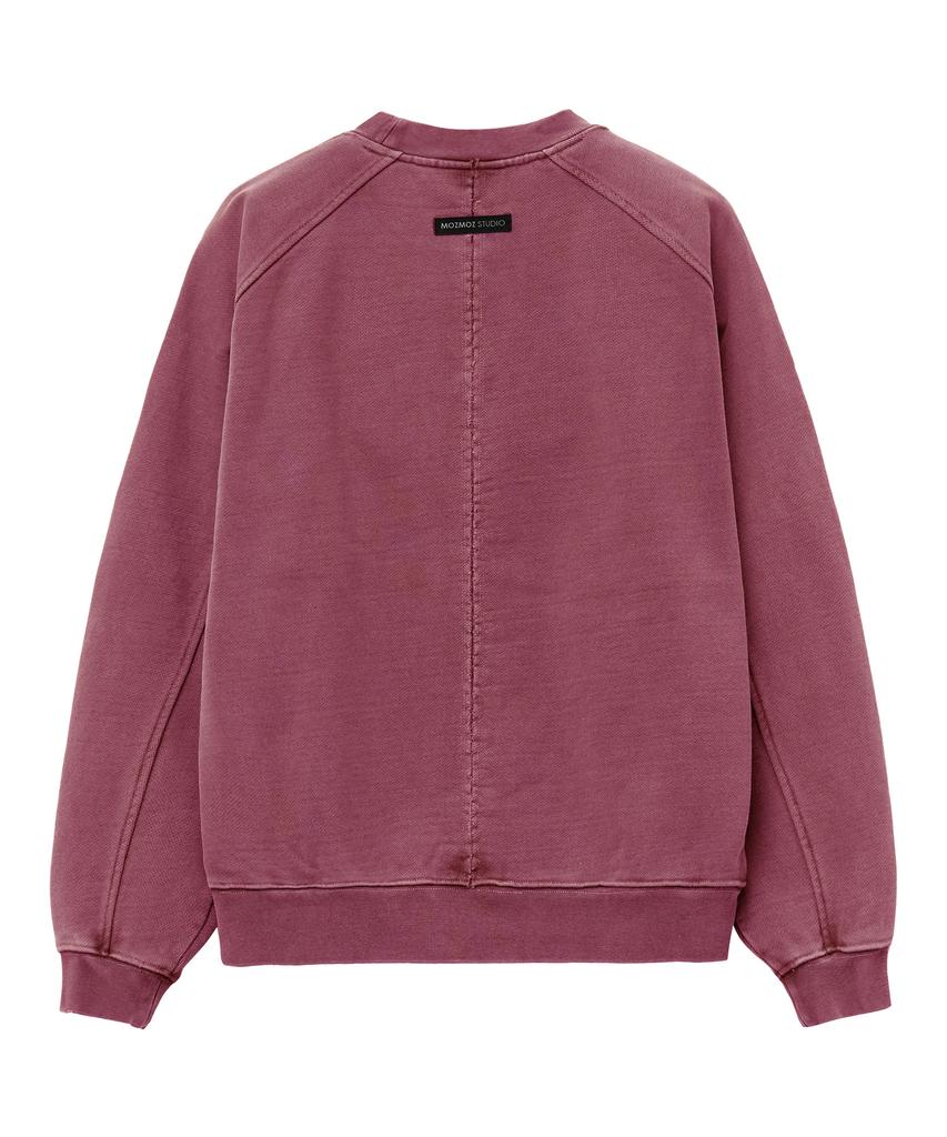 MOZMOZ Heavy Weight Pigment Raglan Back Slit Oversized Sweatshirt Pink