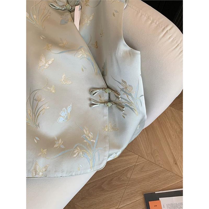 diagonal jacquard embroidered vest women's 2025 new high-end personality slimming sleeveless vest