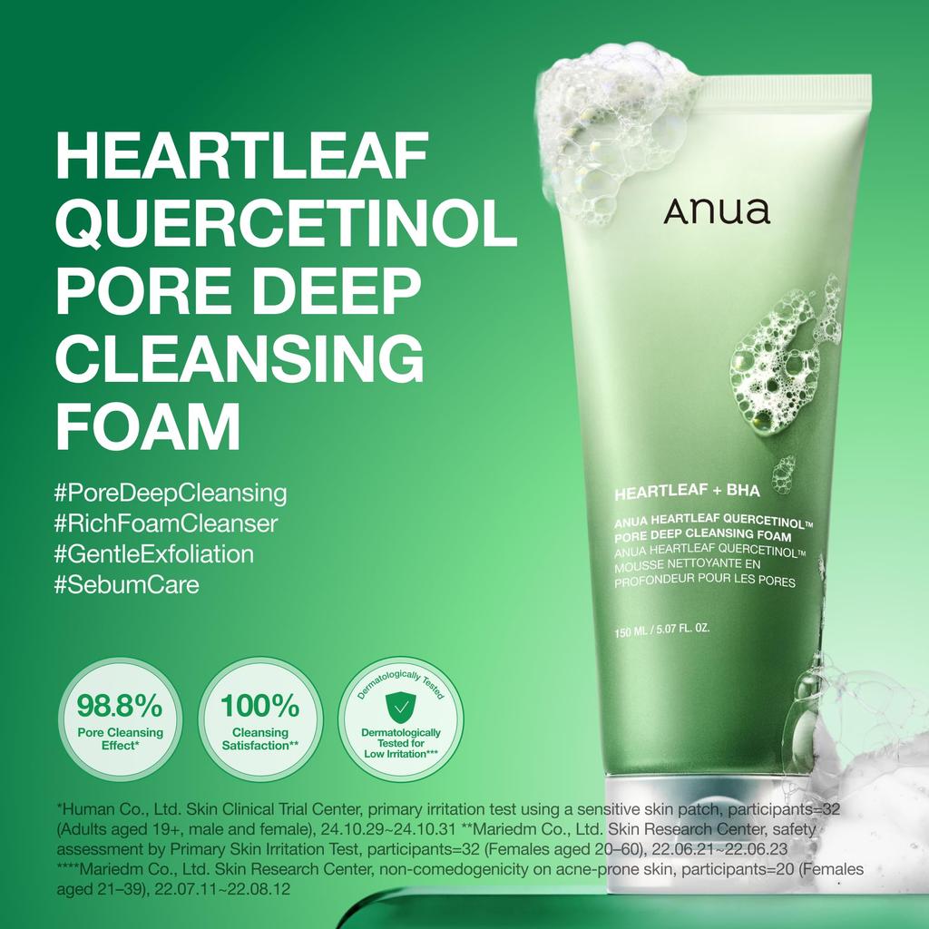 ANUA Heartleaf Deep Cleansing Foam 150ml Face Pore Makeup Suitable for and Combination Skin Korean Cosmetics Authentic - Wash, Cleansing, Remover,