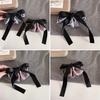 Hairpin French Style Satin Texture Dot Print Ribbon Bowknot Decor Spring Hair Clip Versatile Lightweight Hair Accessory