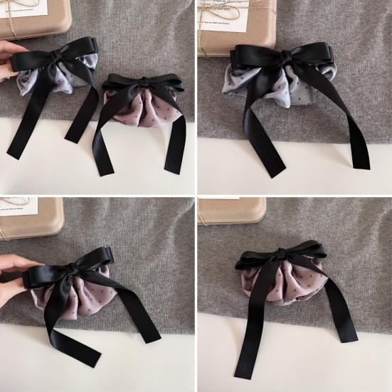 Hairpin French Style Satin Texture Dot Print Ribbon Bowknot Decor Spring Hair Clip Versatile Lightweight Hair Accessory