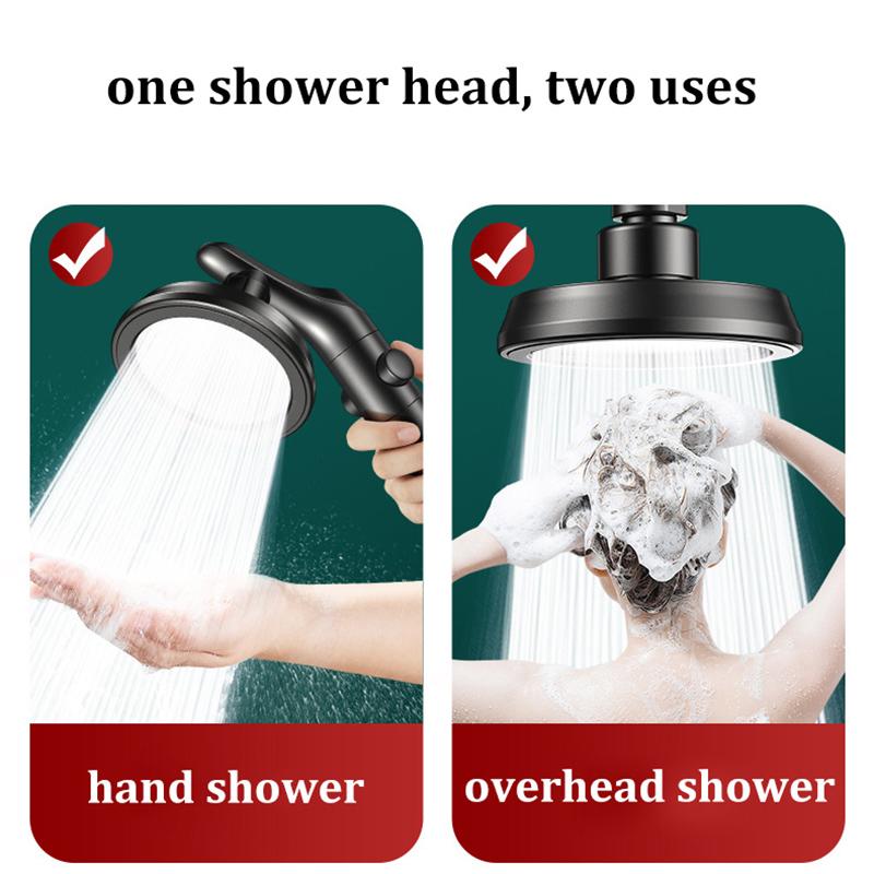 Adjustable Handheld Overhead Spray Dual-use Shower Head Rotatable Elbow Shower Head Set Booster Large Water Output