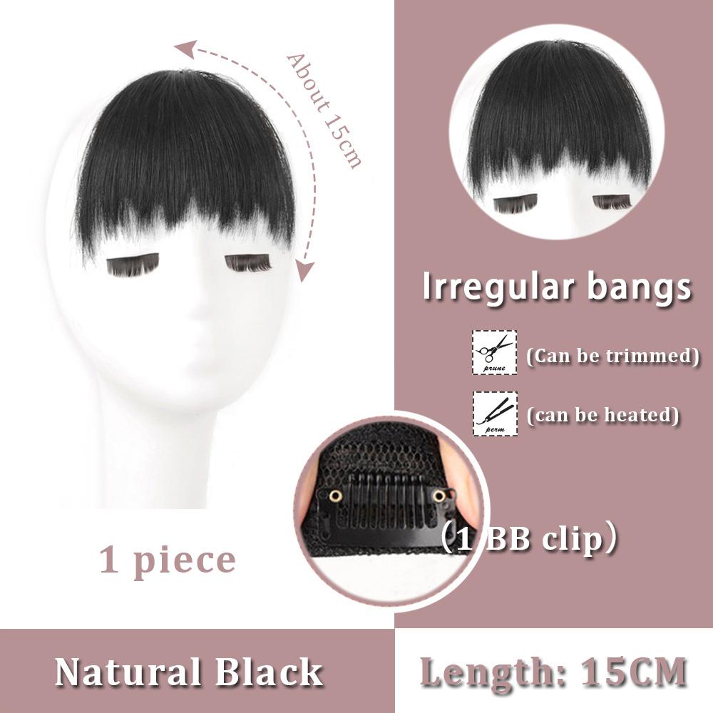 Black Brown Bangs Wig Hair Extension Synthetic Wig Women Clip Style Bangs