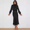 Elegantes Satin Langarm Abendkleid für Damen - Sommer 2023 Kollektion