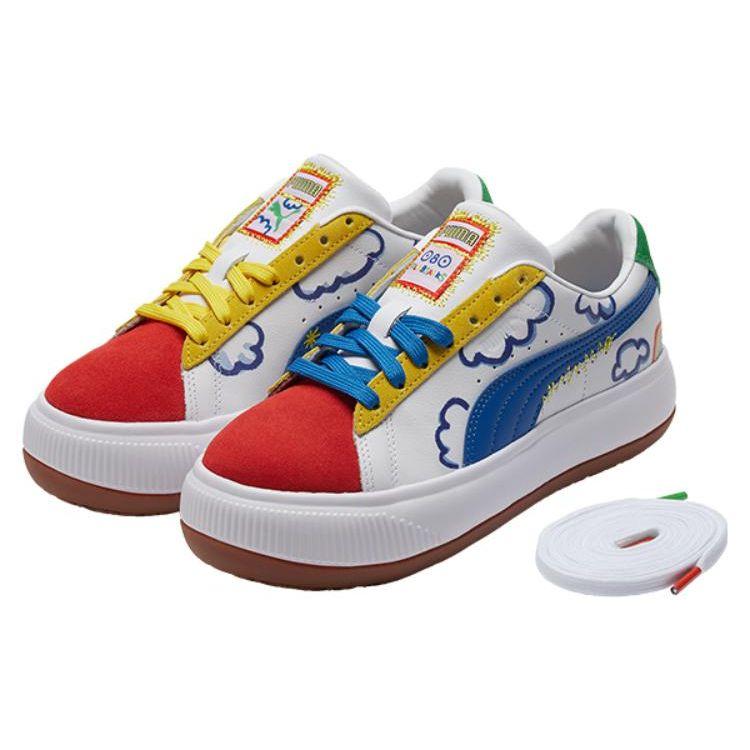 Puma Flabjacks X Suede Mayu Happy Doing Nothing Island Skórzane Graffiti Trampki Low-Top Damskie trampki Czerwone 388592-01