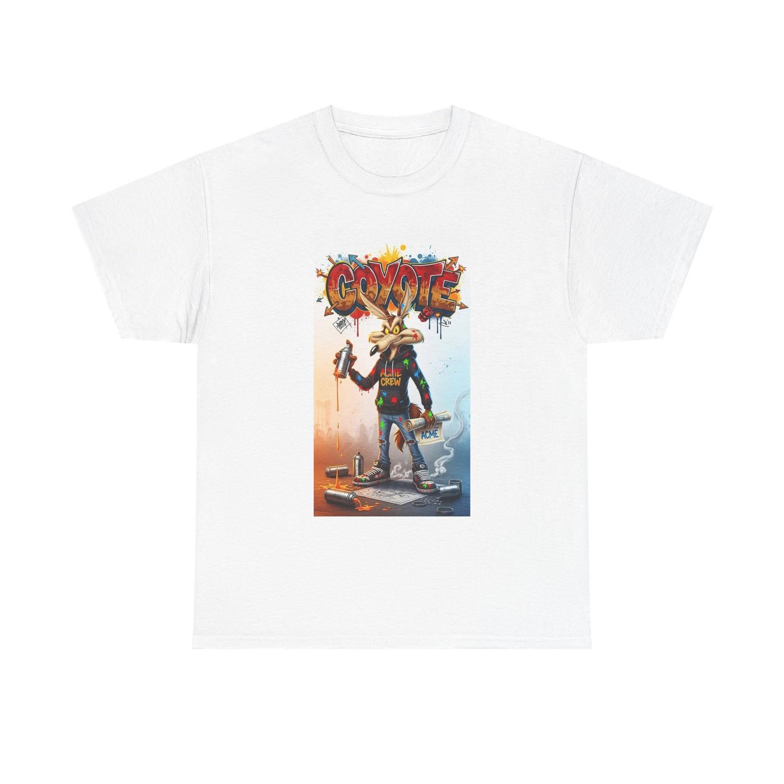 Graffiti Coyote Tee | Urban Street Art Cartoon T-Shirt S
