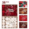 Christmas Decorations 38PCS Flocked Christmas Flowers Christmas Ball Set Christmas Tree Ornaments Velvet Christmas Ball