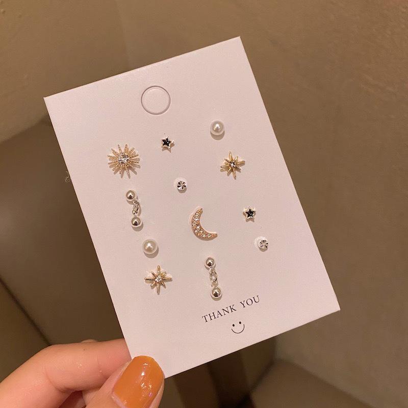 2021 Trendy S925 Silver Moon & Star Earrings Set - Elegant European & American Style for Women