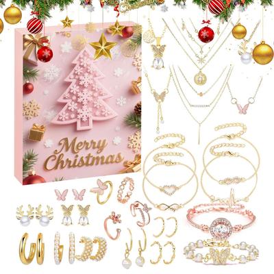 Christmas Jewelry Calendar Advent 24-Day 2025 Christmas Advent Girls Earring Bracelet Set Holiday Calendar for Women Girl