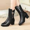 Size35-42 Chunky Heel Mid-Calf Boots Women Rhinestone Pearl Decor Warm Fur Lined Winter Dressy Short Boots Platform Sole Booties