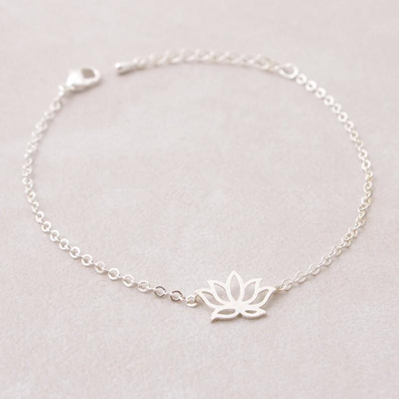 2Pcs European and American fashion jewelry elegant lotus bracelet alloy plating lotus flower pendant