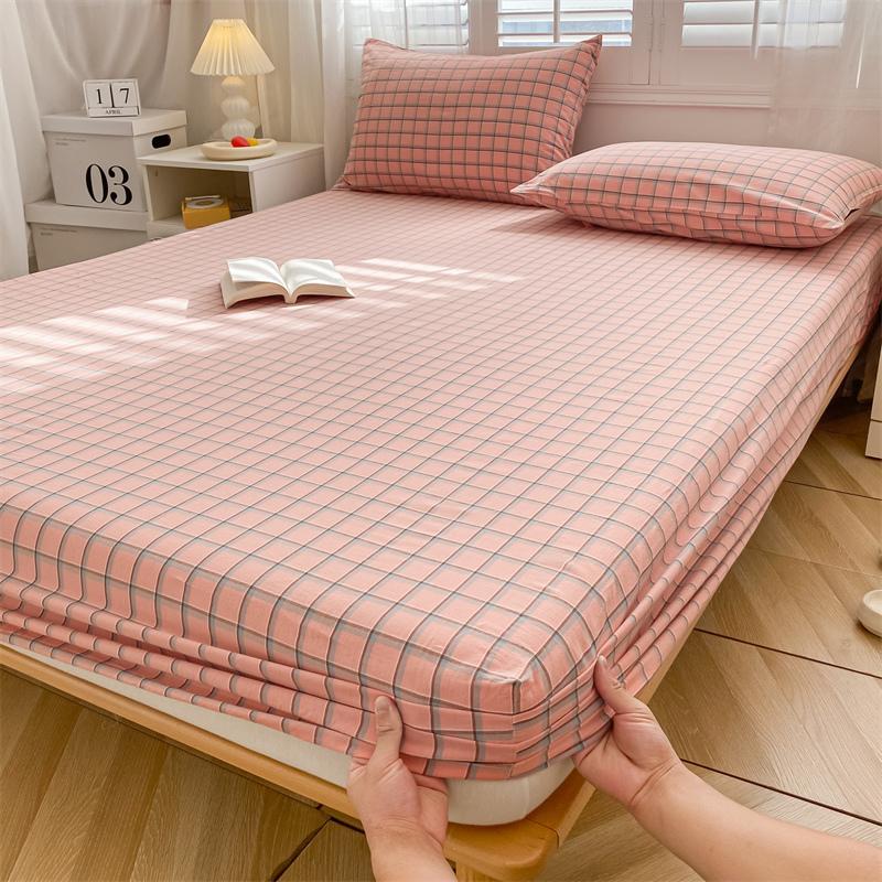 100% Cotton Fitted Sheet Stripe Style Bed Cover Skin-friendly Mattress Cover sabanas Adults Kids Bed Sheets (No Pillowcase)