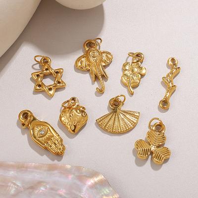 European and American Stainless Steel DIY Pendant Accessories Plated 18K Gold Pendant Palm Hexagram Shape Pendant Jewelry Women