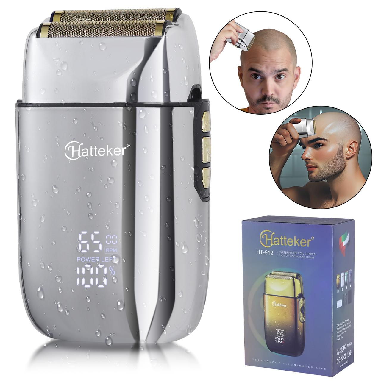 

Водонепроникна електрична бритва з плівкою, електрична акумуляторна бритва для голого голови зі світлодіодом срібний