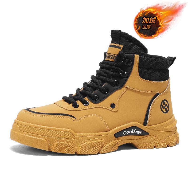 Winter velvet Martin boots men's high-top tooling shoes men's thickened warm cotton shoes trendy shoes