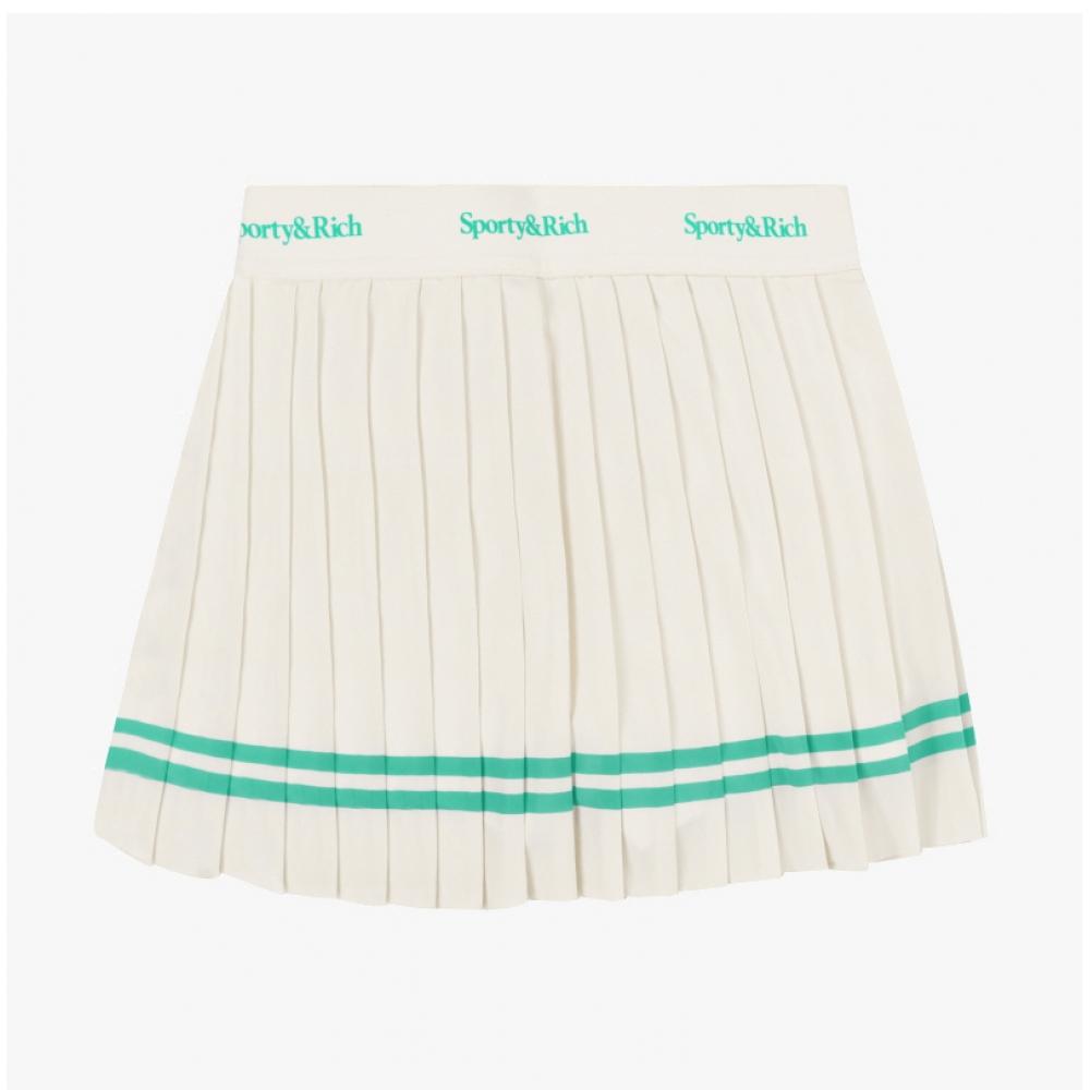 Sporty   Rich Sk005S416Sc Serif  Serif  Logo Pleated TenniS Women S Skirt