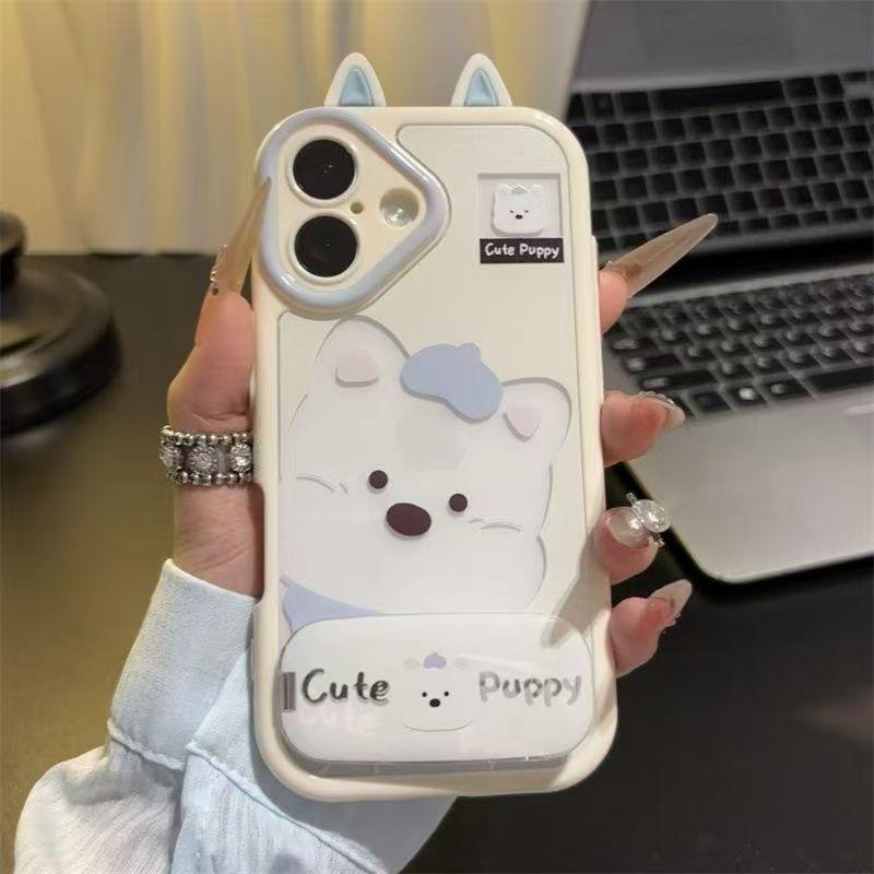 West Highland Ear Style Apple 16 Pro Cute Cream Case Transparent iPhone 15 Pro Phone Case Full Coverage New Model