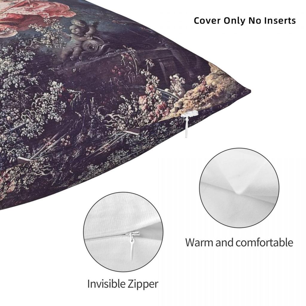 Jean-Honore Fragonard The Swing Pastel Pillowcase Polyester Linen Velvet Creative Zip Throw Pillow Case Room Cushion Cover 18"