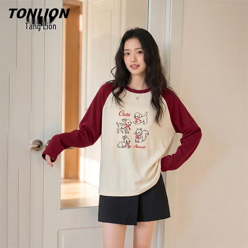 TonLion Women s Cotton Drop Shoulder Sweatshirt L