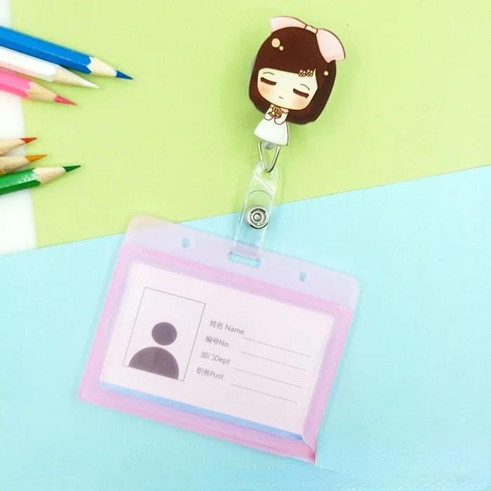 transparent Plastic Doctor Nurse ID Card Sleeve Badge Card Cover Retractable Badge Card Holder cover Protector