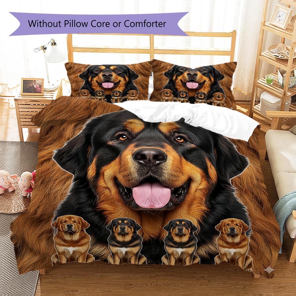 Tibetan Mastiff Dalmatian Pattern Bedding Quilt Set Quilt Cover Pillowcase Home Decoration Gift (1 * Duvet Cover + 2 * Pillowcase, Without Core)