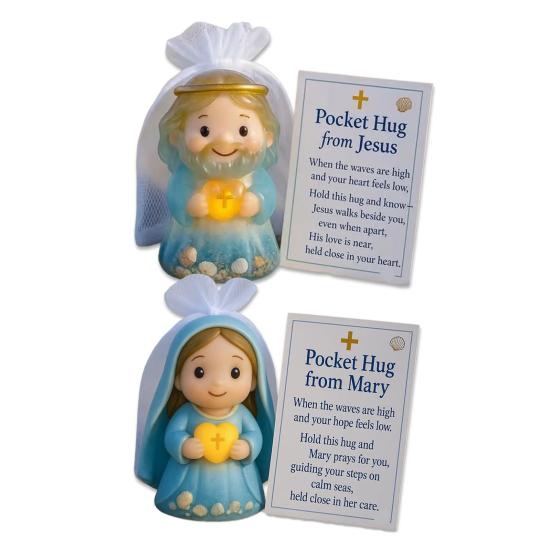Pocket Hug Virgin Pocket Hug from Jesus or Mary Mini Mary Figurine with Card Emotional Support Pocket Hug Token Keepsake for Friends Family Thank You