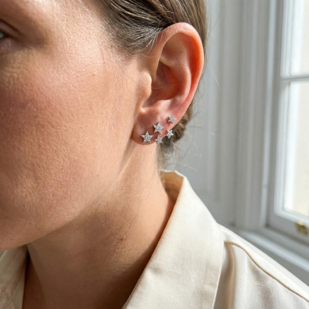 Elegant Star Crystal Earrings Claw Shape Zircon Earrings Women Sparkling Studs For Men And Women