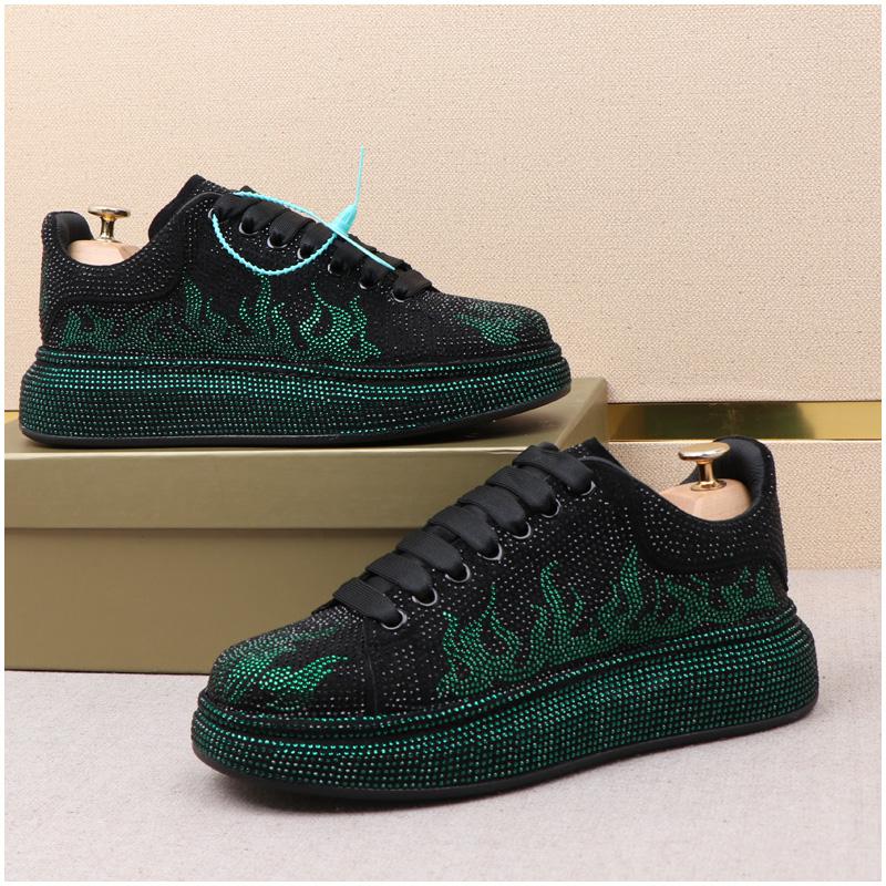 Fashion Luxury Designer Men's Rhinestone Thick Bottom Everyday All Match Shoes Causal Flats Loafers Ms Moccasins Sports Walking Sneakers