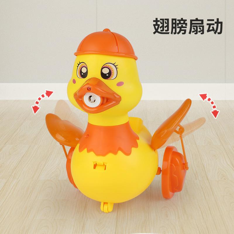 Children'S Electric Bubble Cart, Hand-Pushed Bubble Toys, Light And Music, Cute Duck Bubble Machine Toys