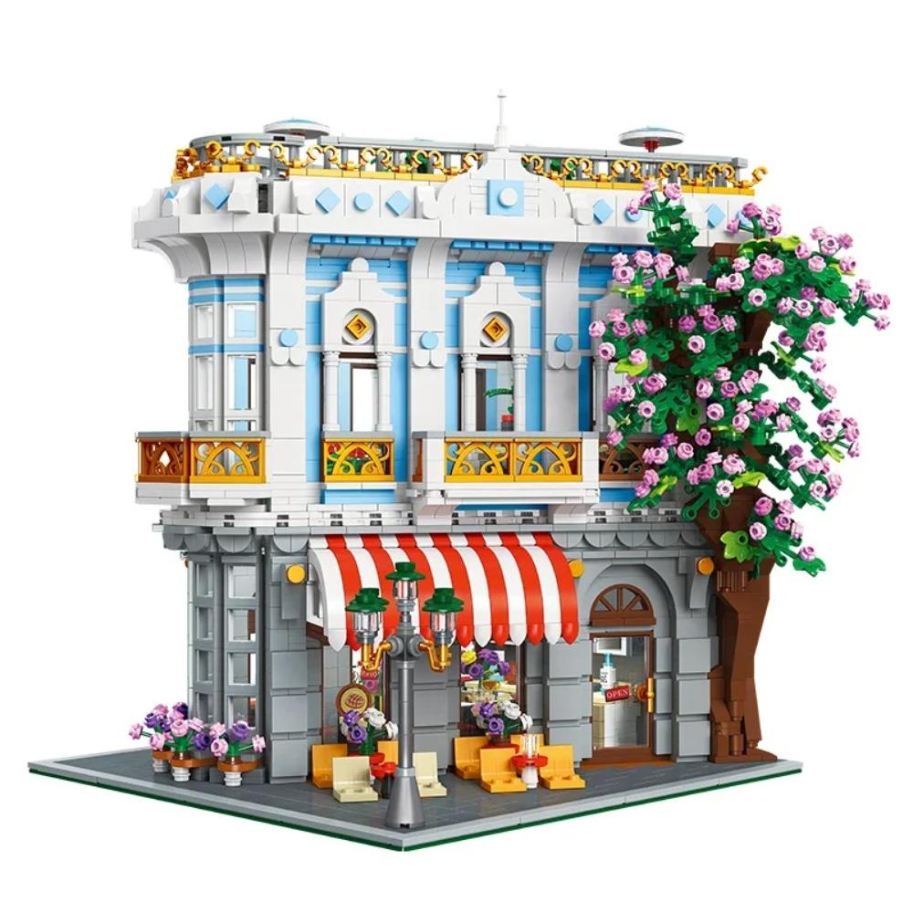 3725PCS Sakura Restaurant Building Blocks City Street Scene MOC Model Bricks With Light Decoration Ornaments Kids DIY Toy Gifts