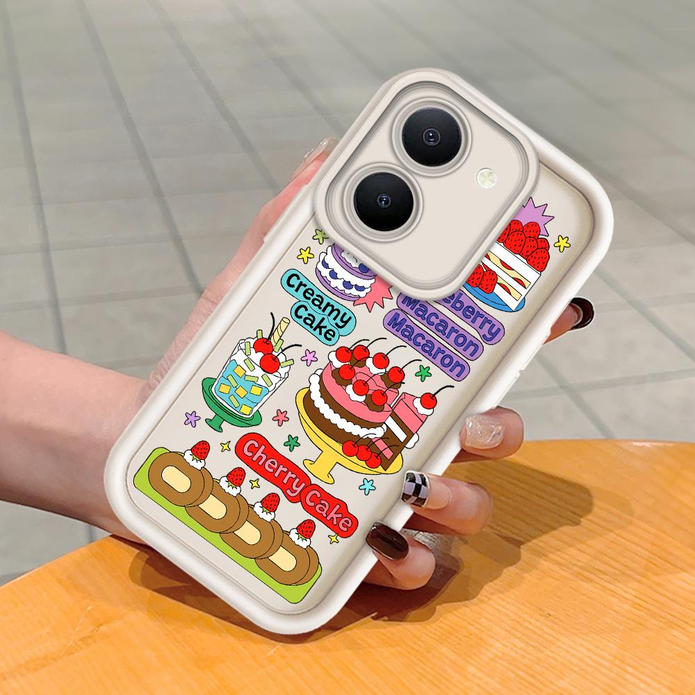 Měkký silikonový čtvercový žebříkový vzor tisku Pouzdro telefonu Plný kryt fotoaparátu Ochranné pryžové pouzdro odolné proti nárazům pro Vivo