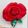 High End Classic Rose Brooch, Artificial Crystal Flower Gold-plated Accessories for Women