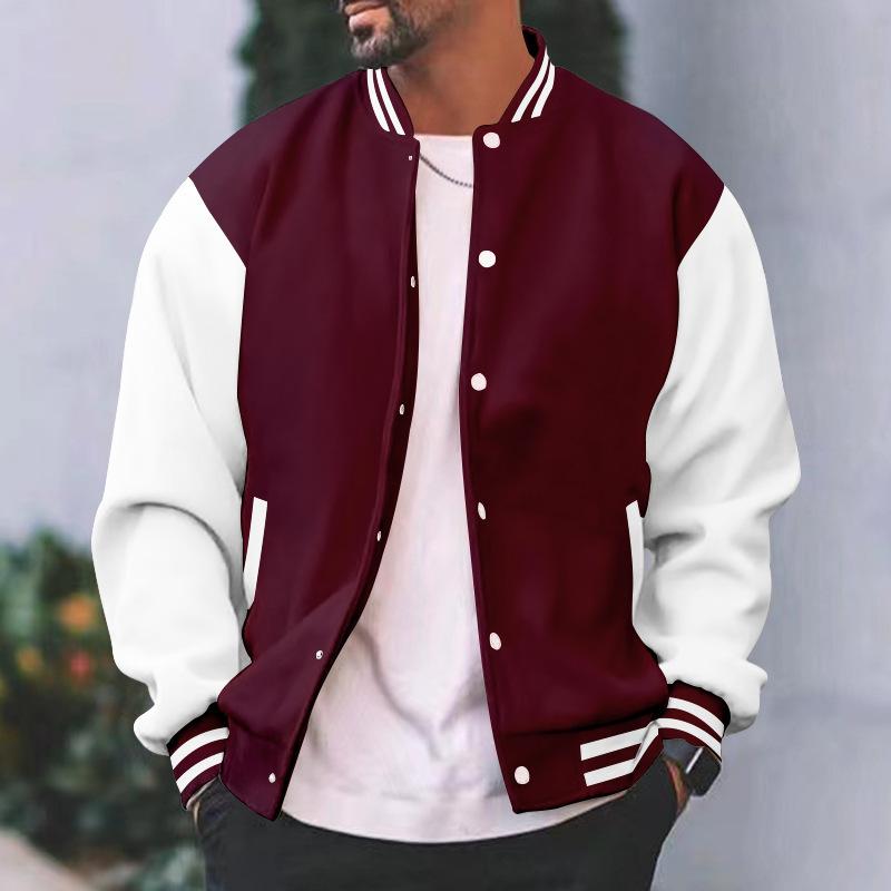 Herren S Lässige Einfarbige Baseballjacke Lockerer Schnitt Herbst