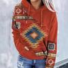 Women Western Ethnic Style Printed Hooded Sweatshirt Fall Winter