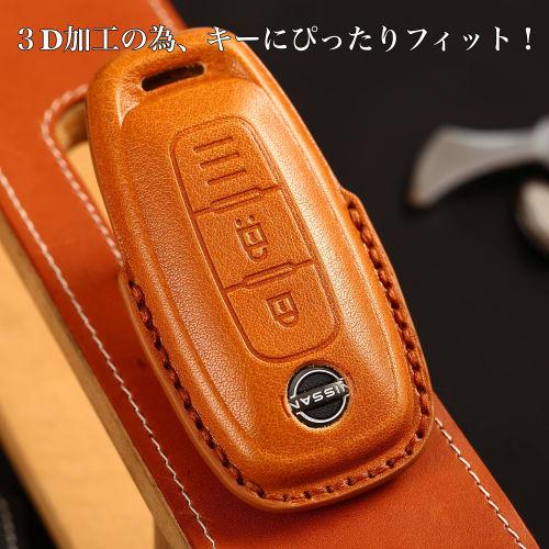 [smasol] New X-Trail T33 Series Key Cover Genuine Leather Nissan Sakura Smart Key Case Nissan Ariya Kicks e-power 2024 Latest Key Case (3D Luxury Genu