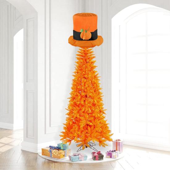 Thanksgiving Top Hat Pumpkin Design Top Hat Novelty Tree Topper Decoration for Thanksgiving Halloween Party Costume Cosplay Accessories
