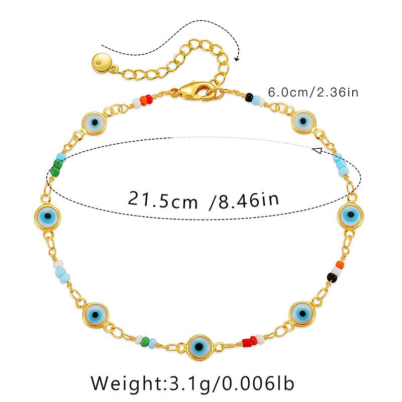 Vintage Evil Eye Copper 18k Gold Plated Women Foot Anklet Jewelry